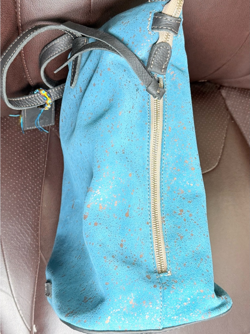 Consuela Nilo Sling Blue Bucket Leather Bag - Picture 9 of 14